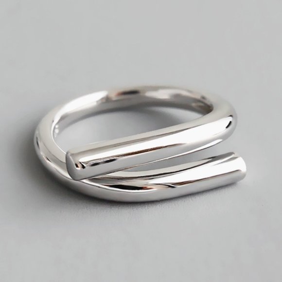 *NEW 925 Sterling Silver Open Bar Adjustable Ring